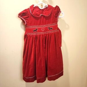 CHARTER CLUB Vintage Rare  Red Venvet Scottie Dog   Girls dress size 6